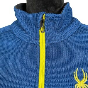 Spyder Blue Sweatshirt Waffle Knit Fleece Endure Half Zip Core Jacket Large